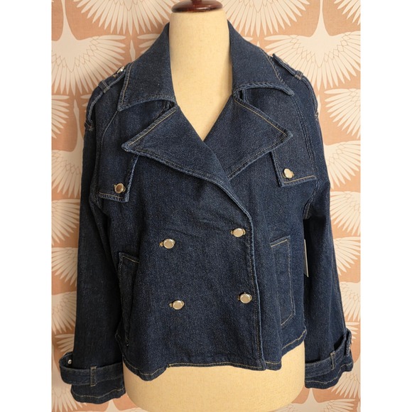 Rebecca Minkoff Jackets & Blazers - Rebecca Minkoff Blair Wash Denim Jacket Dark Indigo Double Breasted Cropped S